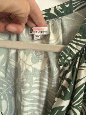 Sundry for Evereve Green Tropical Palm Print Tiered Mini Dress